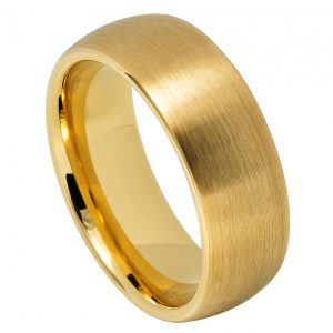 Yellow Gold IP Plated Brushed Domed Classic Style